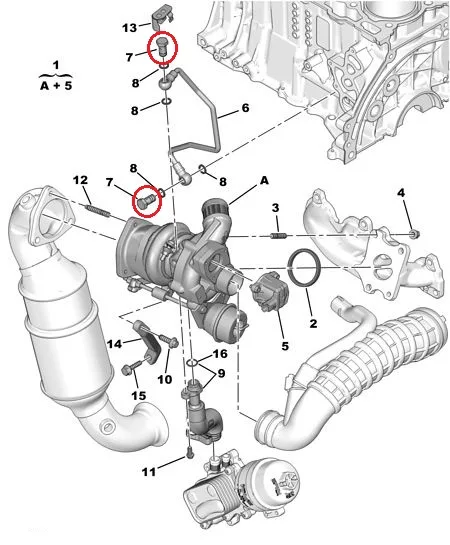 Болт(штуцер) масляной трубки турбины OEM Citroen/Peugeot 1,6 EP6 - PSA 037957 - OE - 100% Genuine Part