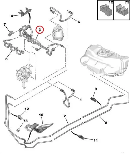 Kütusetorustik koos käsipumbaga OEM Citroen/Peugeot 1,4HDI - PSA 1574S8 - OE - 100% Genuine Part