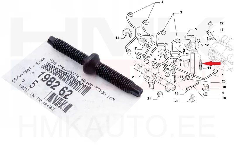Болт крепления форсунки OEM Citroen/Peugeot 2,0/2,2HDI - PSA 198262 - OE - 100% Genuine Part