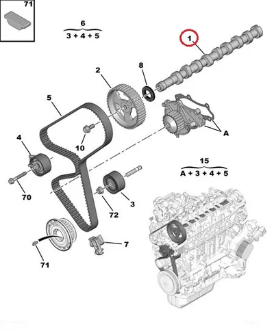 Nukkvõll OEM Citroen/Peugeot 1,6HDI Euro5 - PSA 1682802480 - OE - 100% Genuine Part