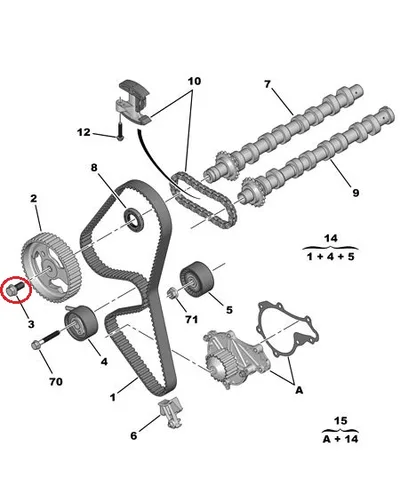 Nukkvõlli rihmaratta polt M10x1,50-L25 OEM Citroen/Peugeot 1,5BlueHDI DV5R - PSA  1682801980 - OE - 100% Genuine Part