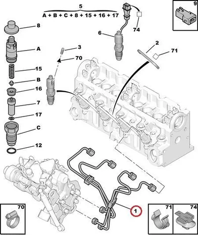 Pihustitorude komplekt OEM Citroen/Peugeot 1,9D DW8 - PSA  1570A4 - OE - 100% Genuine Part