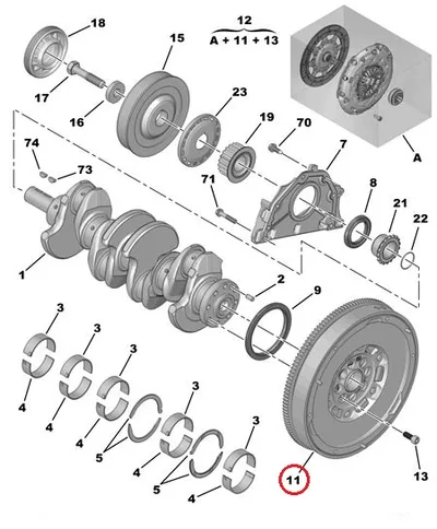 Kahemassiline hooratas OEM C4,C5,DS4,DS5,Jumpy / 308,3008,508,5008,Expert III 2,0HDI DW10C - PSA  1613939080 - OE - 100% Genuine Part