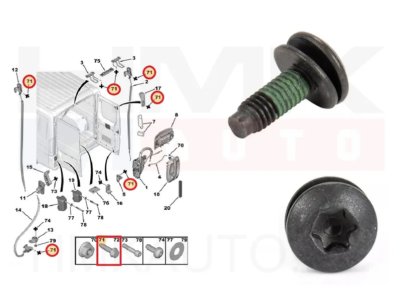 Ukselukusti vastuse kinnituspolt OEM Jumper/Boxer Ducato 2006- - PSA 904695 - OE - 100% Genuine Part