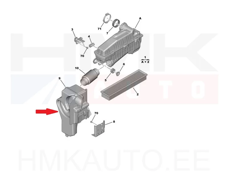 Turbo õhutoru (resonaator) OEM Citroen/Peugeot - PSA 1680408280 - OE - 100% Genuine Part