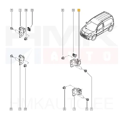 Esiukse hing ülemine vasak OEM Renault Kangoo 2008- - REN  804010770R - OE - 100% Genuine Part