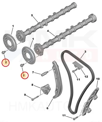 Болт крепления шестерни распредвала M8x1,25-L16 OEM Jumper/Boxer 2,2HDi - PSA 080666 - OE - 100% Genuine Part