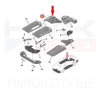 Защита днища, задняя правая OEM Peugeot 508 - PSA  7013LJ - OE - 100% Genuine Part