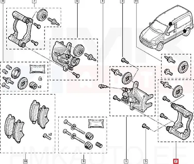 Pidurisadula raam (kelk) tagumine vasak OEM Renault Kangoo 4x4 - REN 7701207479 - OE - 100% Genuine Part