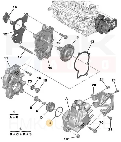 Kõrgsurvepumba korpuse tihend OEM Citroen/Peugeot 2,0BlueHDi DW10FD - PSA  9803284580 - OE - 100% Genuine Part