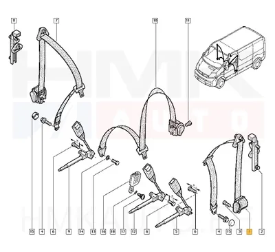Safety belt front left OEM Renault Trafic II - REN  8200696515 - OE - 100% Genuine Part