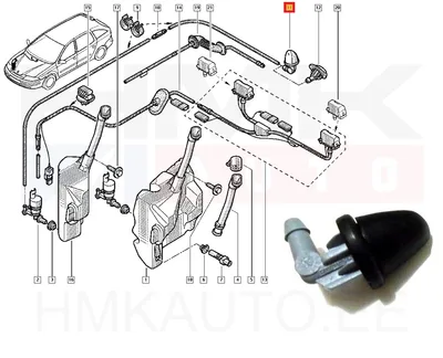 Klaasipesuri pihusti tagum. OEM Renault Laguna II luukpära - REN 8200001896 - OE - 100% Genuine Part