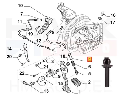 Siduripedaali vedru kinnitus OEM Jumpy/Expert/Scudo  2007- - PSA  214907 - OE - 100% Genuine Part