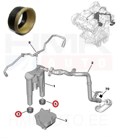 Karterituulutuse/õliseparaatori tihend OEM Citroen/Peugeot - PSA 1180P1 - OE - 100% Genuine Part