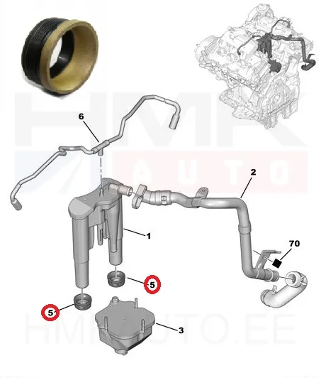 Karterituulutuse/õliseparaatori tihend OEM Citroen/Peugeot - PSA 1180P1 - OE - 100% Genuine Part