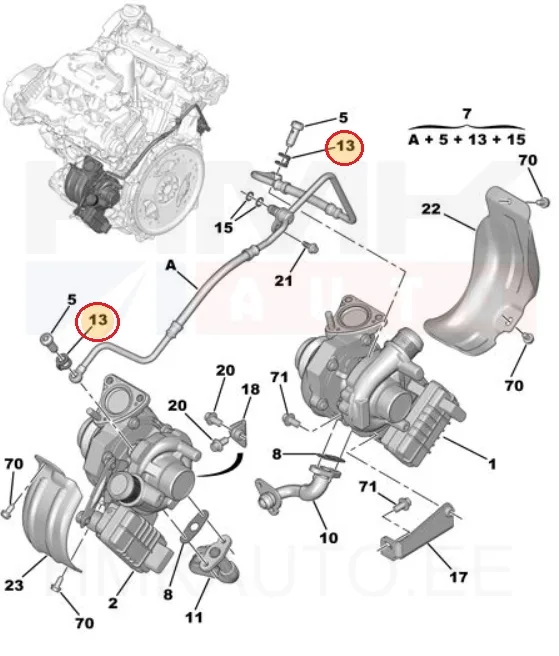 Turbo õlitustoru tihend OEM Citroen/Peugeot - PSA 038030 - OE - 100% Genuine Part