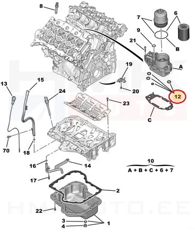 Õlifiltri korpuse tihendikomplekt OEM Citroen/Peugeot - PSA 112007 - OE - 100% Genuine Part