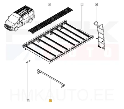 Комплект поперечины багажника на крышу 1шт. OEM Renault Trafic 2014- - REN  8201468175 - OE - 100% Genuine Part