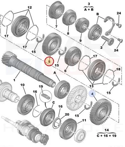 2-käigu hammasratas OEM Jumpy/Expert - PSA  233585 - OE - 100% Genuine Part