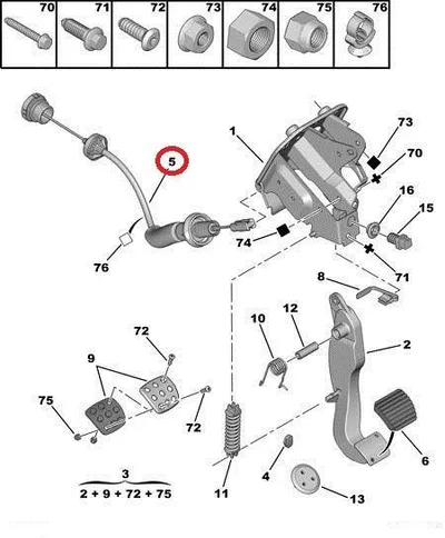 Siduritross automaatreguleerimisega Peugeot 206 1.1-1.6 - PSA  2150X3J - OEM (no box)