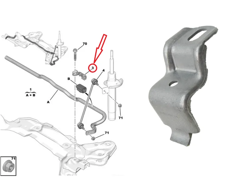 Stabilisaatorivarda puksi kinnitusklamber OEM C3,C4 Cactus,DS3/Peugeot 208,2008 - PSA 509758 - OE - 100% Genuine Part