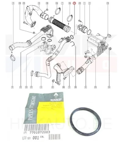 Turbo õhutoru tihend OEM Renault 1,5DCI K9K - REN  7701072003 - OE - 100% Genuine Part