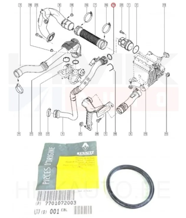 Turbo õhutoru tihend OEM Renault 1,5DCI K9K - REN 7701072003 - OE - 100% Genuine Part