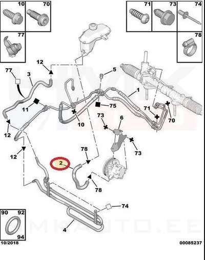 Roolivõimendi voolik OEM Berlingo/Partner 2008- - PSA 4012Q9 - OE - 100% Genuine Part