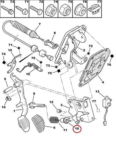 Siduripedaali vedru kinnitus OEM Berlingo/Partner 1.6HDI - PSA  214125 - OE - 100% Genuine Part