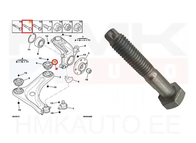 Sarniiri kinnituspolt M10x1,50-L54 OEM Citroen/Peugeot - PSA  9676149980 - OE - 100% Genuine Part