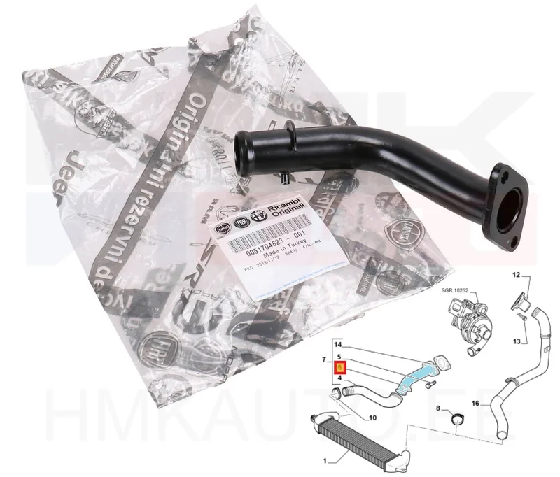 Turbo õhutoru OEM Fiat Doblo 1,3JTD - FIAT 51704823 - OE - 100% Genuine Part