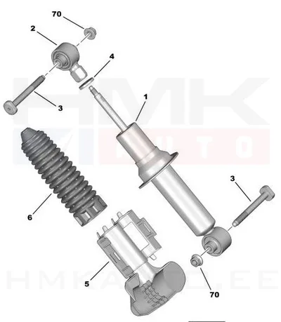 Amortisaatori tolmukate, tagumine vasak OEM Citroen C5 / Peugeot 407 - PSA 521812 - OE - 100% Genuine Part