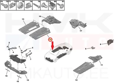 Защита днища, передняя правая OEM Citroen C5 / Peugeot 407,508 2010- - PSA  7013LL - OE - 100% Genuine Part