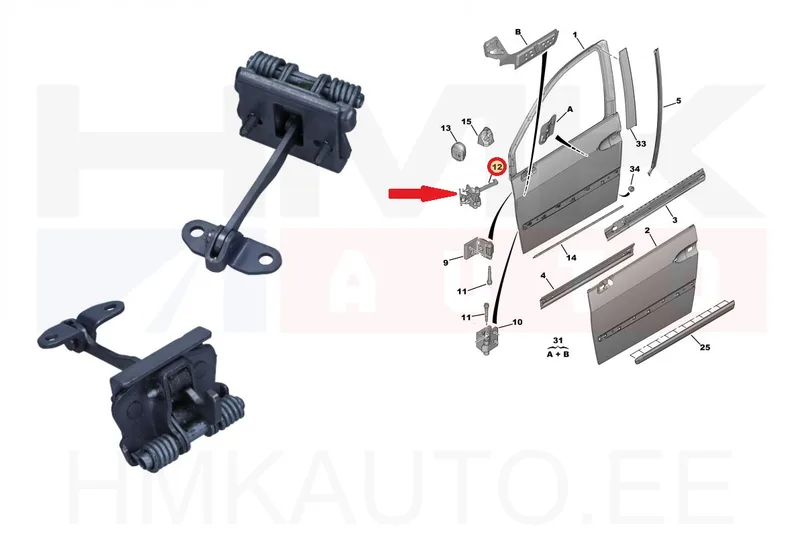 Uksepiiraja esiuksele OEM Peugeot 807 / Citroen C8 - FIAT 1440205580 - OE - 100% Genuine Part
