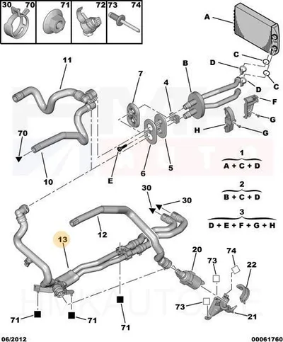 Jahutusvedeliku lõdvikud OEM Citroen/Peugeot - PSA  6466KL - OE - 100% Genuine Part