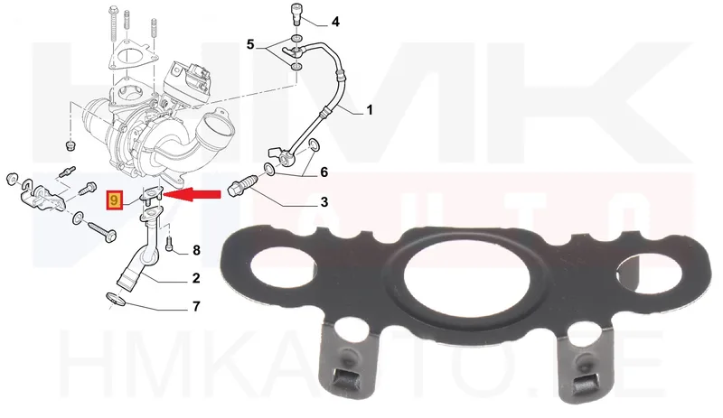 Turbo õli tagasivoolutoru tihend OEM Citroen/Peugeot - PSA 038082 - OE - 100% Genuine Part