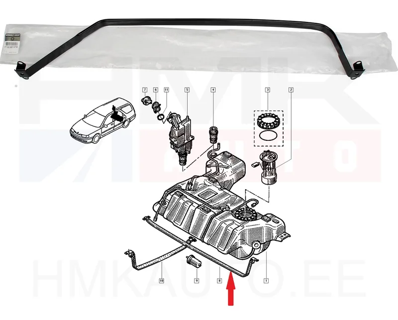 Kütusepaagi kinnitusvits OEM Renault Laguna I (pikk) - REN 7700821016 - OE - 100% Genuine Part