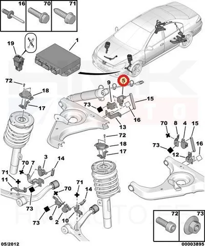 Датчик высоты на задний мост правый OEM Peugeot 607 - PSA 5273K3 - OE - 100% Genuine Part