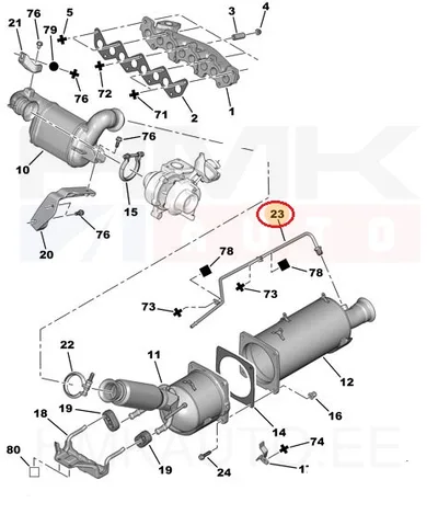 Väljalaskegaaside rõhuanduri toru OEM Citroen/Peugeot - PSA 1714K1 - OE - 100% Genuine Part