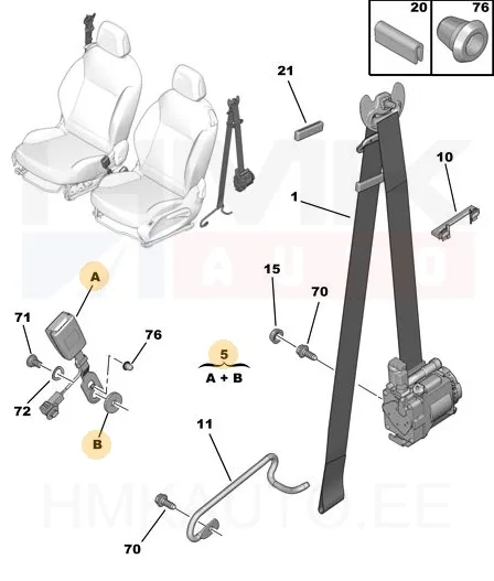 Turvavöö vastus eesmine OEM Citroen DS3/ Peugeot 207 - PSA 8975S9 - OE - 100% Genuine Part