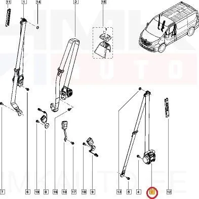 Ремень безопасности передний левый OEM Renault Trafic III - REN 868853346R - OE - 100% Genuine Part