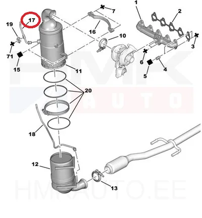 Väljalaskegaaside rõhuanduri toru OEM Citroen/Peugeot - PSA 1714H9 - OE - 100% Genuine Part