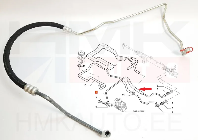 Roolivõimendi survetoru OEM Boxer/Jumper/Ducato 2,8HDi -2006 - PSA 4020YA - OE - 100% Genuine Part