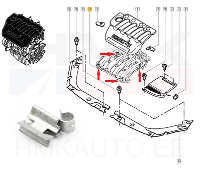 Клипса-фиксатор крышки двигателя OEM Renault 1,8-2,0 - REN  7701050993 - OE - 100% Genuine Part