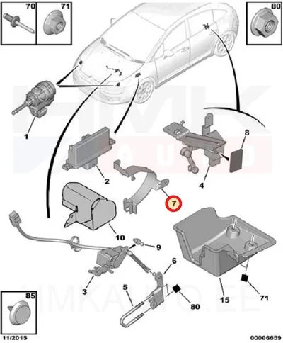 Tulede/nivoo kõrguseanduri hoova kinnitus, tagasillale OEM Citroen C4 - PSA 6224J7 - OE - 100% Genuine Part