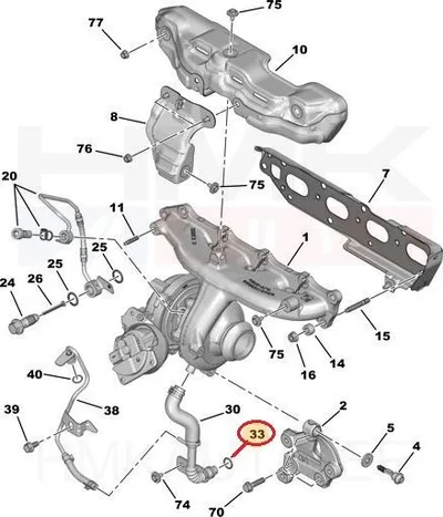 Turbo õli tagasivoolutoru tihend OEM Citroen/Peugeot/Renault >>9833222080 - PSA  9808790780 - OE - 100% Genuine Part