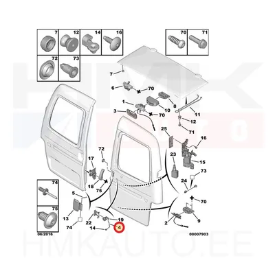 Ukselukusti varras tagauksele OEM Partner/Berlingo - PSA  9151J5 - OE - 100% Genuine Part
