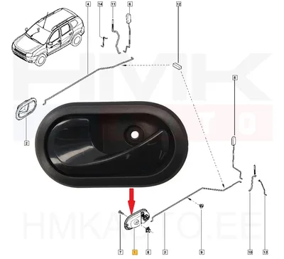 Door handle, inner left (front/rear door) Dacia Duster,Logan - 6010-67-005409P