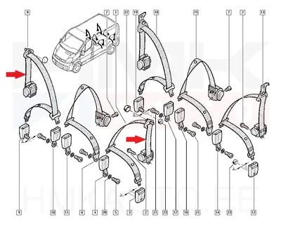 Safety belt rear OEM Renault Trafic II - REN  8200696527 - OE - 100% Genuine Part
