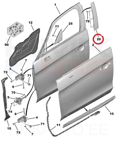 Декоративная накладка передней левой двери OEM DS5 - PSA 96874098XK - OE - 100% Genuine Part
